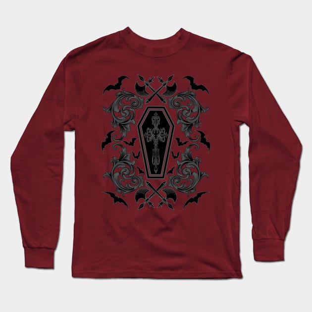 Vampire Damask Long Sleeve T-Shirt by RavenWake